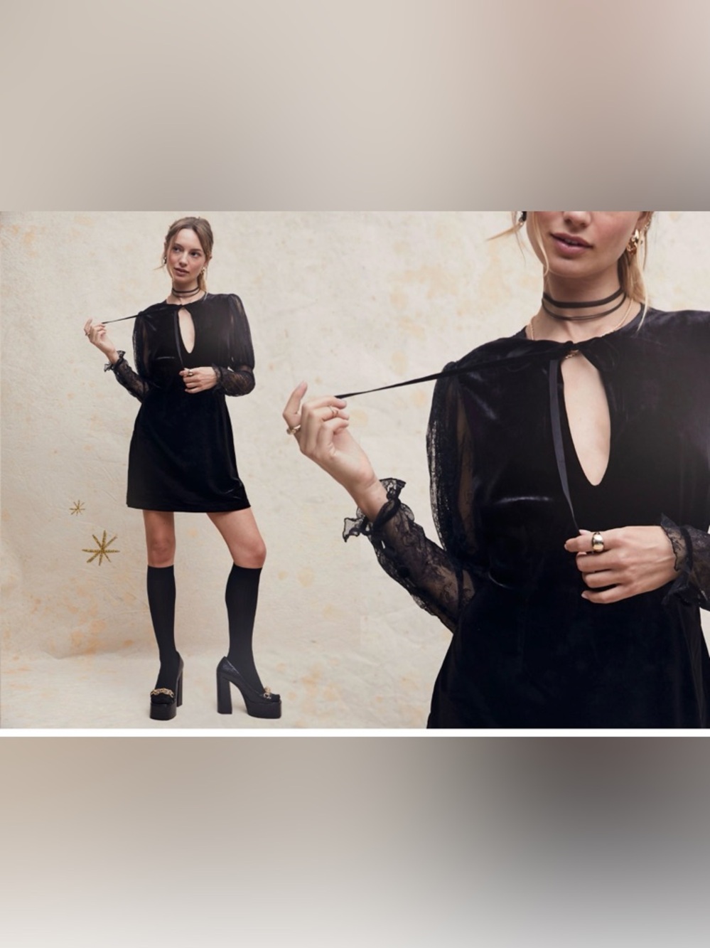 NWT Free People Midnight Hour Mini dress black velvet size large